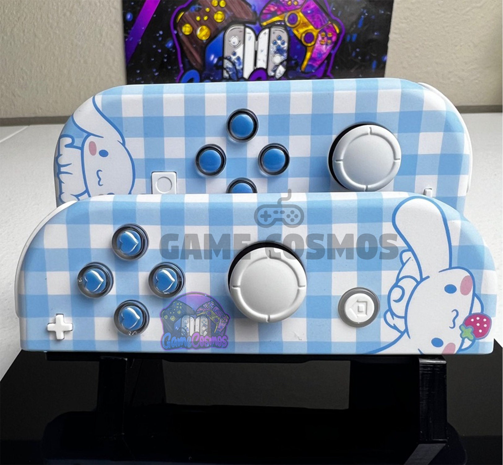 Cute Cartoon Theme - Baby Blue White Pastel - Custom Joycons for the Nintend Switch - Image 9