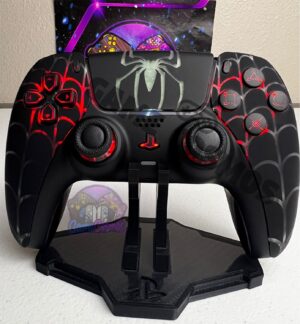 Spiderweb Theme  - RGB LED - All Black - Custom Wireless Controller for PS5 Or PC
