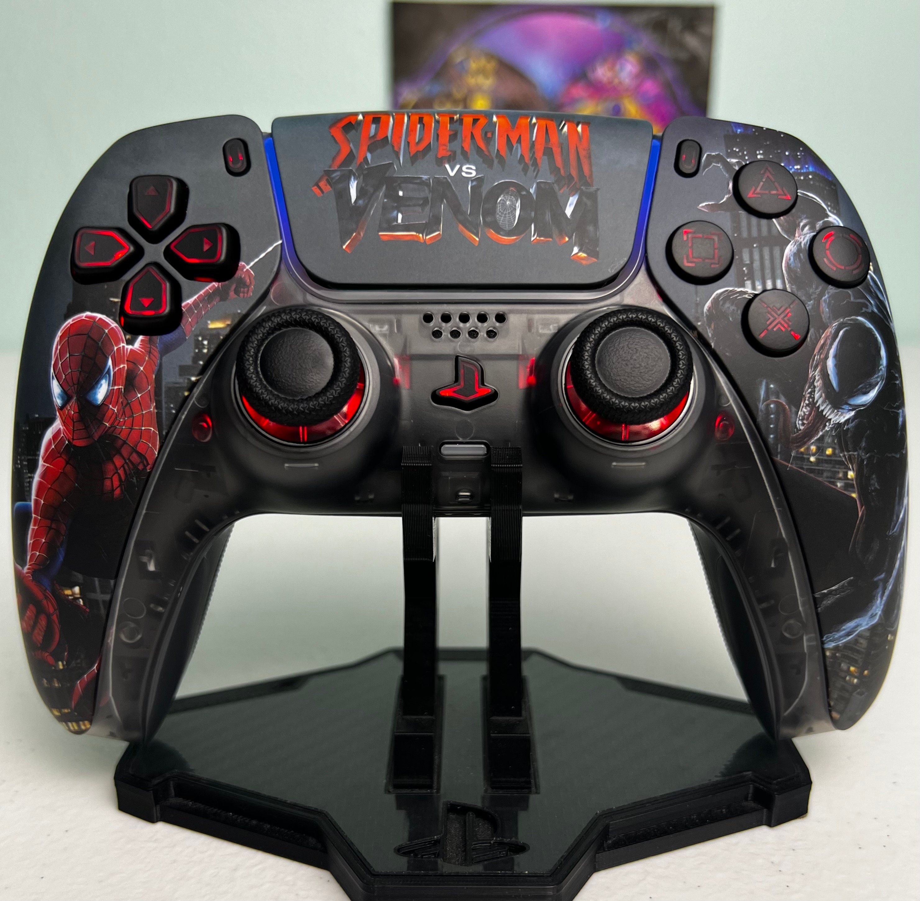 Spider Vs Symbiote - RGB LED - Custom Wireless Controller for PS5 Or PC
