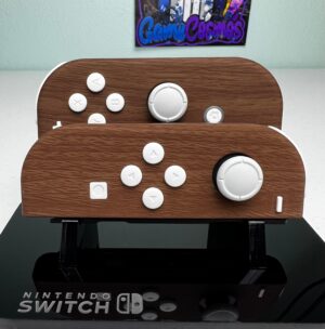 Woodgrain Soft Touch - White Accents - Custom Joycons for Nintend Switch