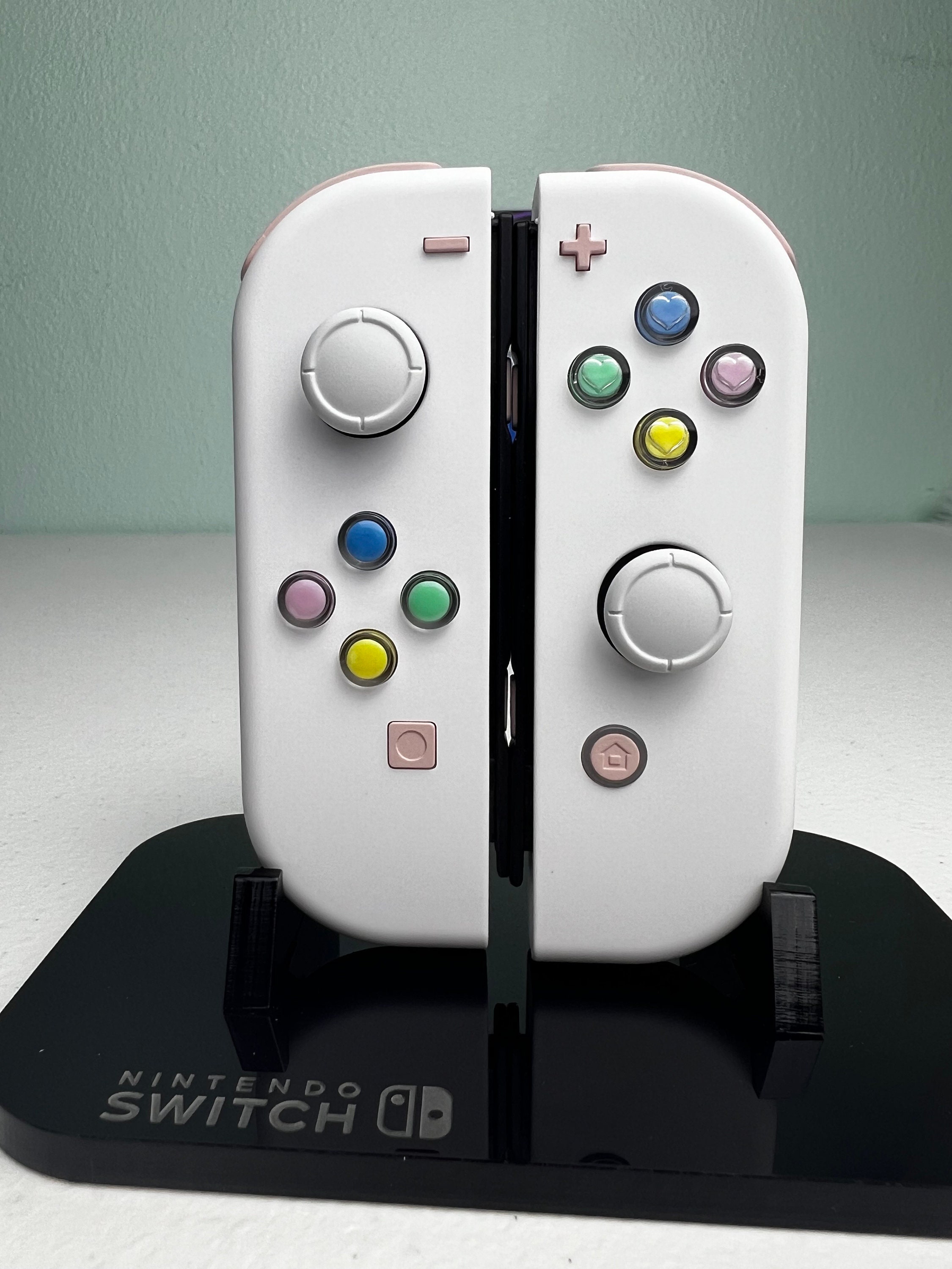 Pure White Soft Touch - Colorful hearts - Custom Joycons for the Nintend Switch - Image 2