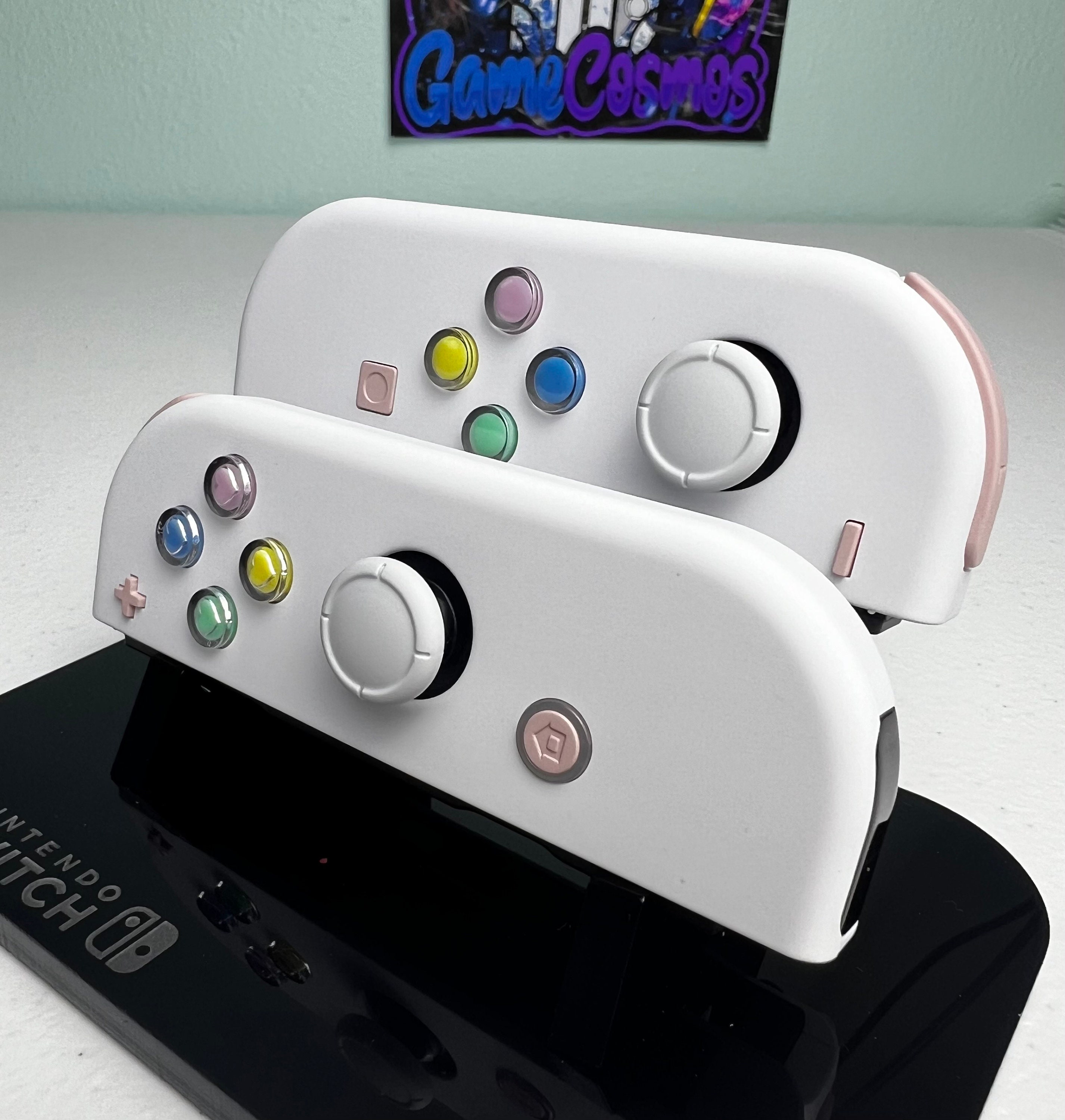 Pure White Soft Touch - Colorful hearts - Custom Joycons for the Nintend Switch - Image 4