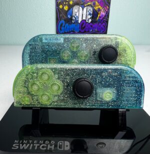 Two-Tone Glossy Glitter - Green & Blue - Custom Joycons for the Nintend Switch
