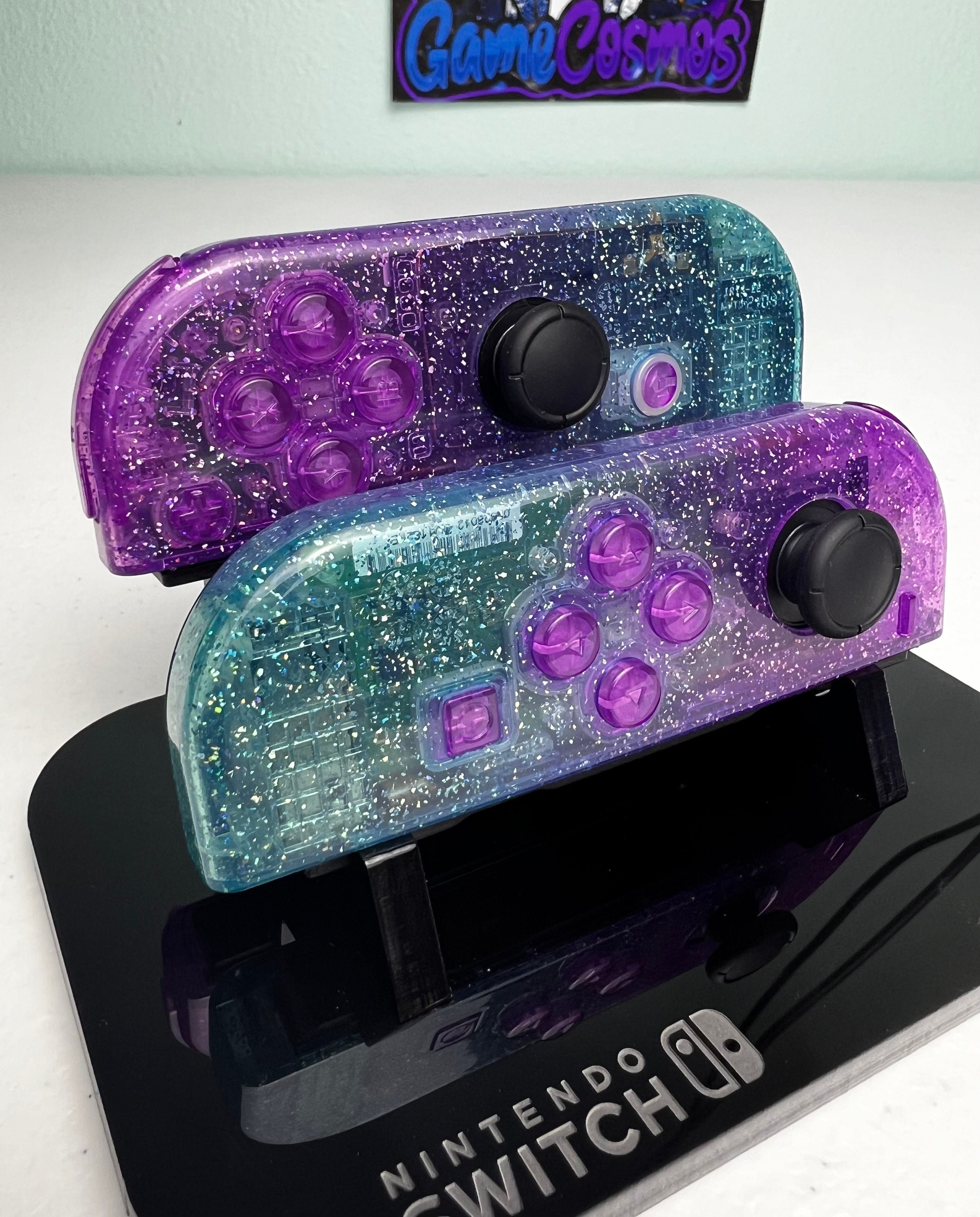 Two-Tone Glossy Glitter - Purple & Blue - Custom Joycons for the Nintend Switch - Image 5