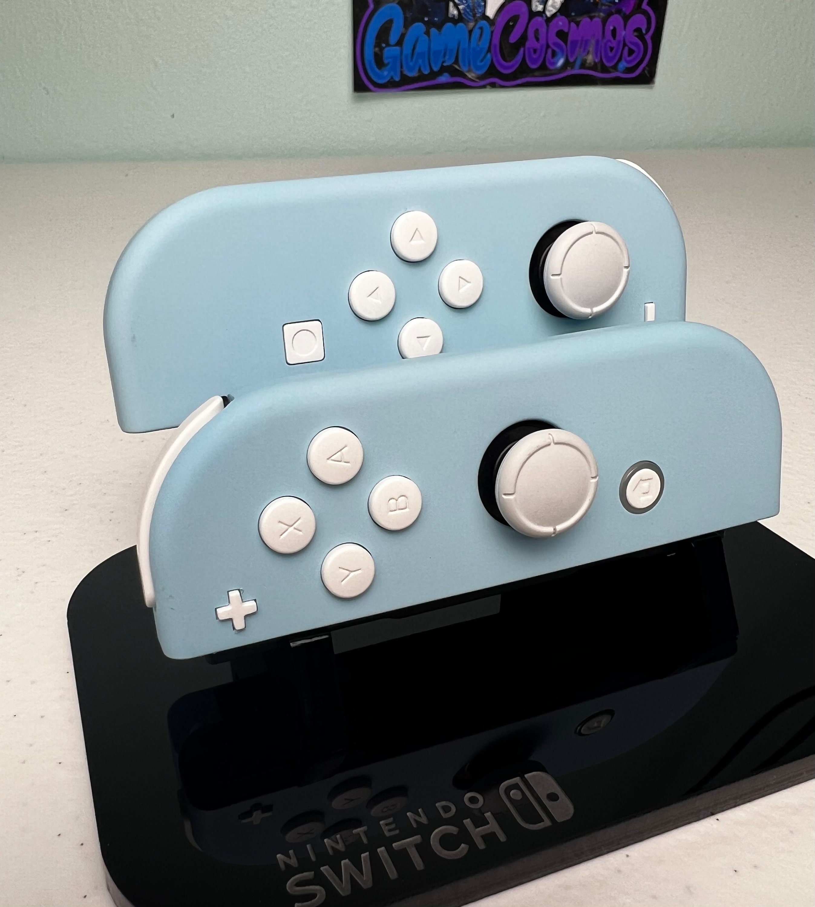 Soft Touch Heaven Blue - White Accents - Custom Joycons for the Nintend Switch - Image 3
