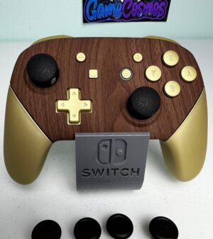 Woodgrain and Champagne - Adjustable Analog Sticks - Wireless Pro Controller for The Switch Or PC