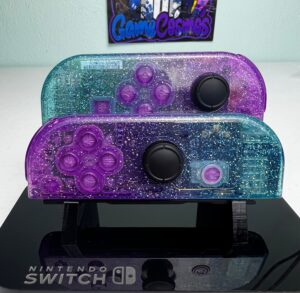 Two-Tone Glossy Glitter - Purple & Blue - Custom Joycons for the Nintend Switch