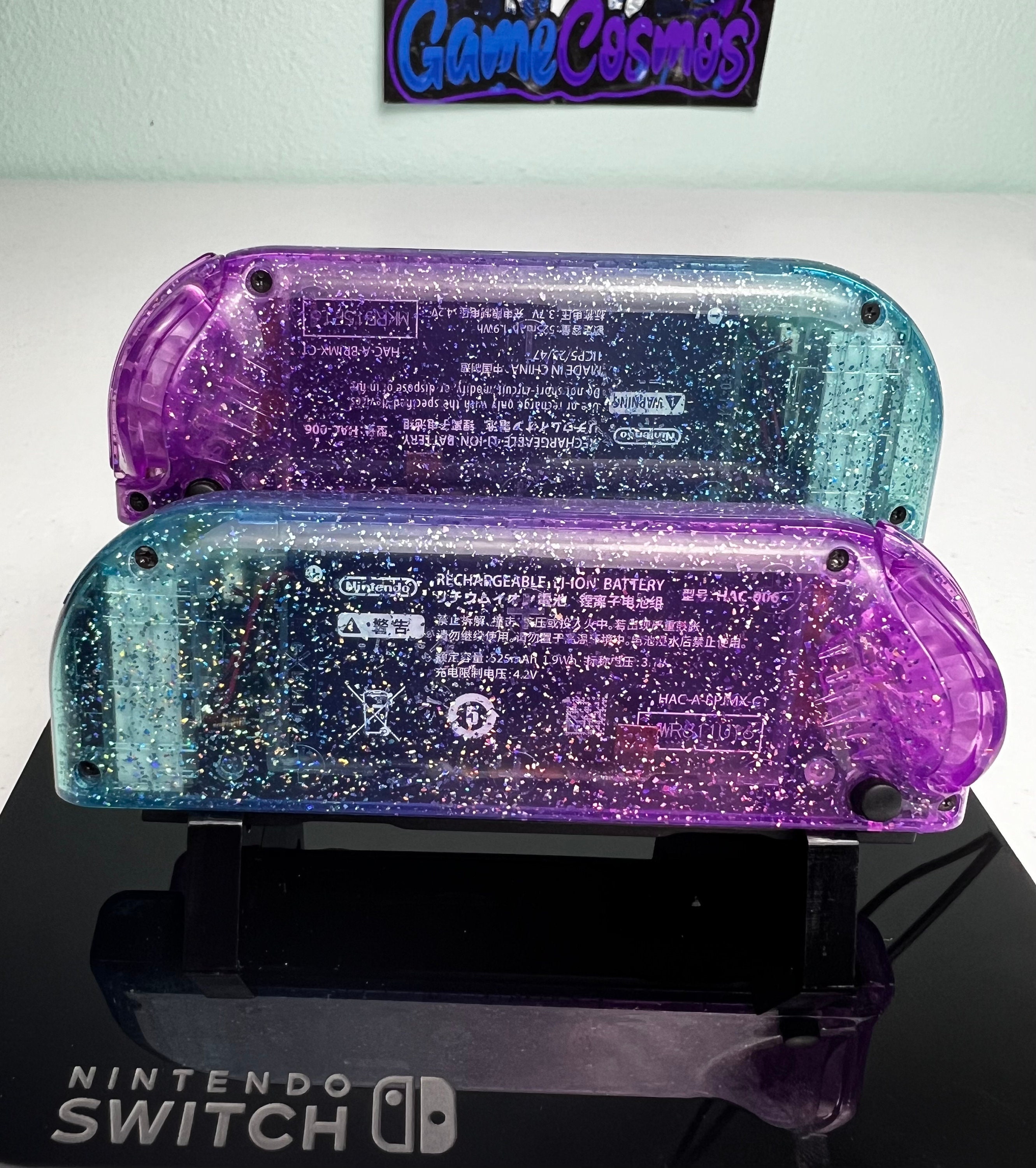 Two-Tone Glossy Glitter - Purple & Blue - Custom Joycons for the Nintend Switch - Image 3
