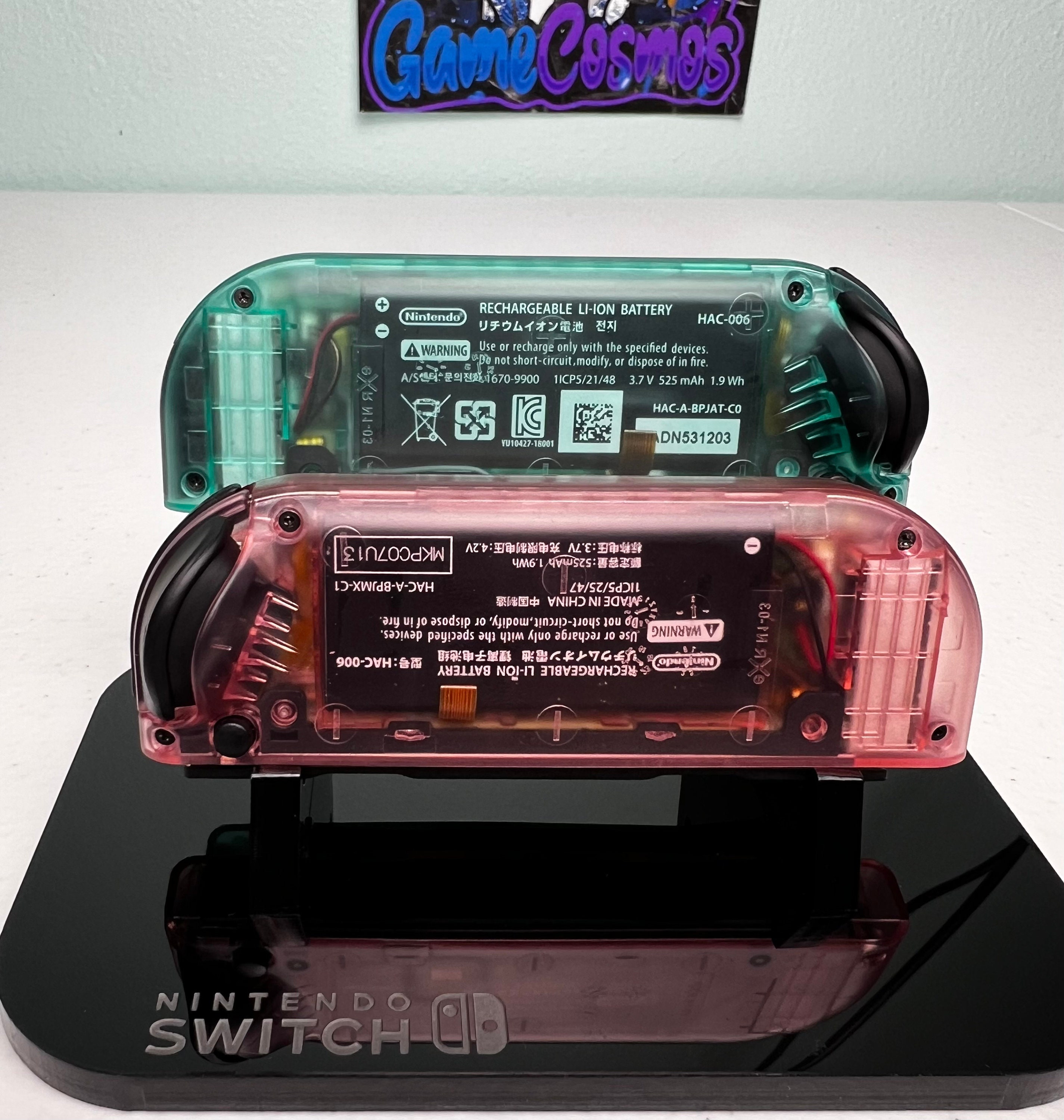 Clear Pink & Emerald - Black Accents - Custom Joycons for the Nintend Switch - Image 5