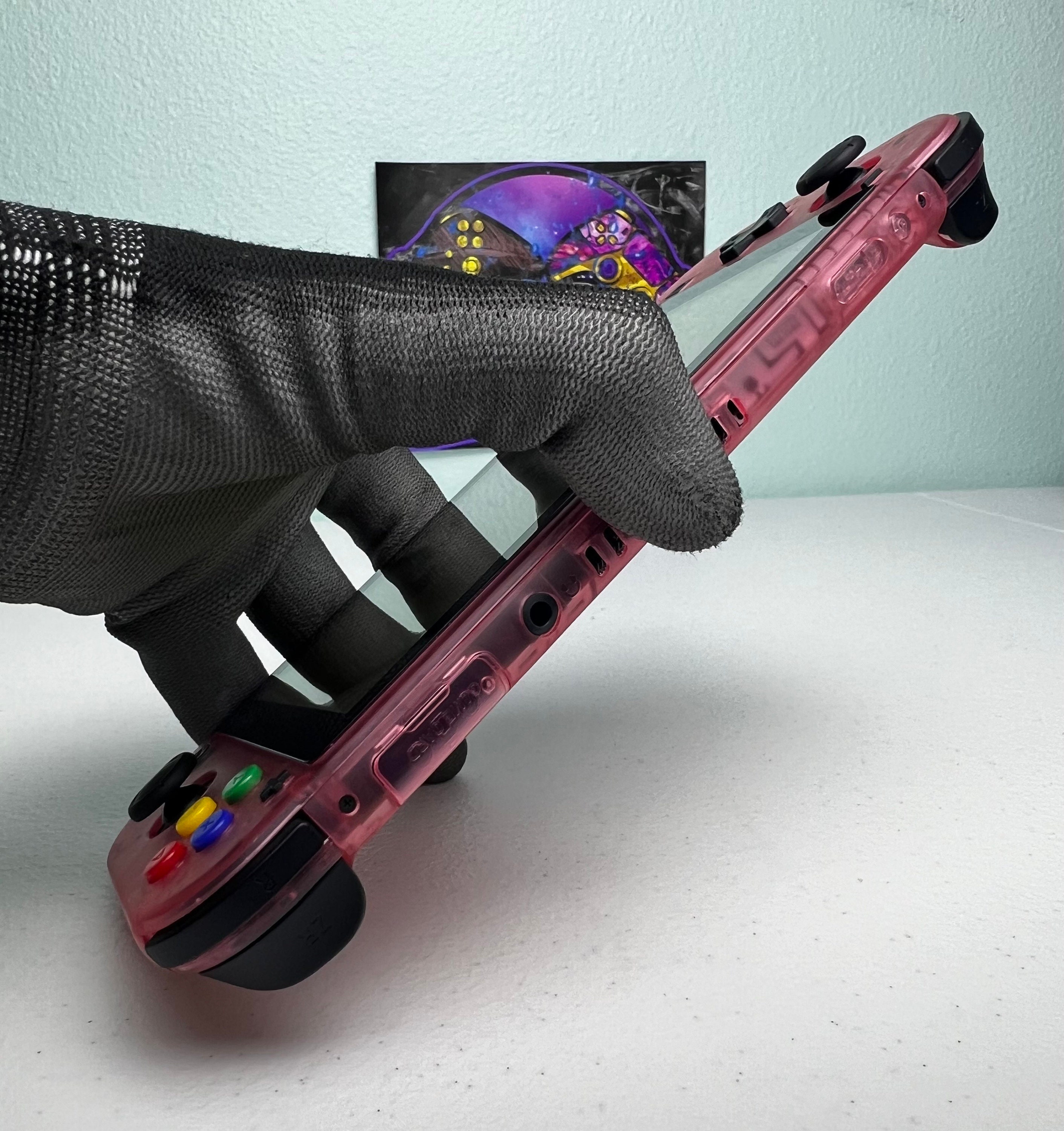 Clear Cherry Pink - Black Accents + Colorful ABXY - Custom Switch Lite - Image 5