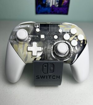 Clear Mech Splatter - Glossy White Transparent - Wireless Pro Controller for The Switch Or PC