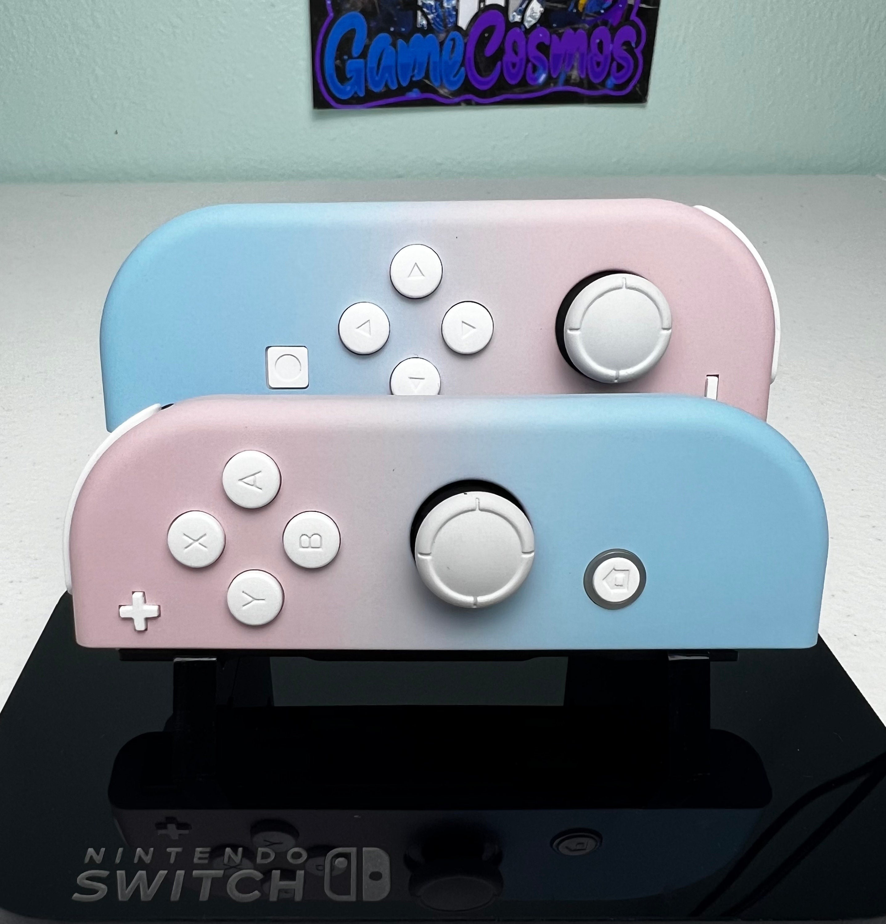 Two-tone Pastel - Sakura Pink & Baby Blue - Custom Joycons for the Nintend Switch - Image 2