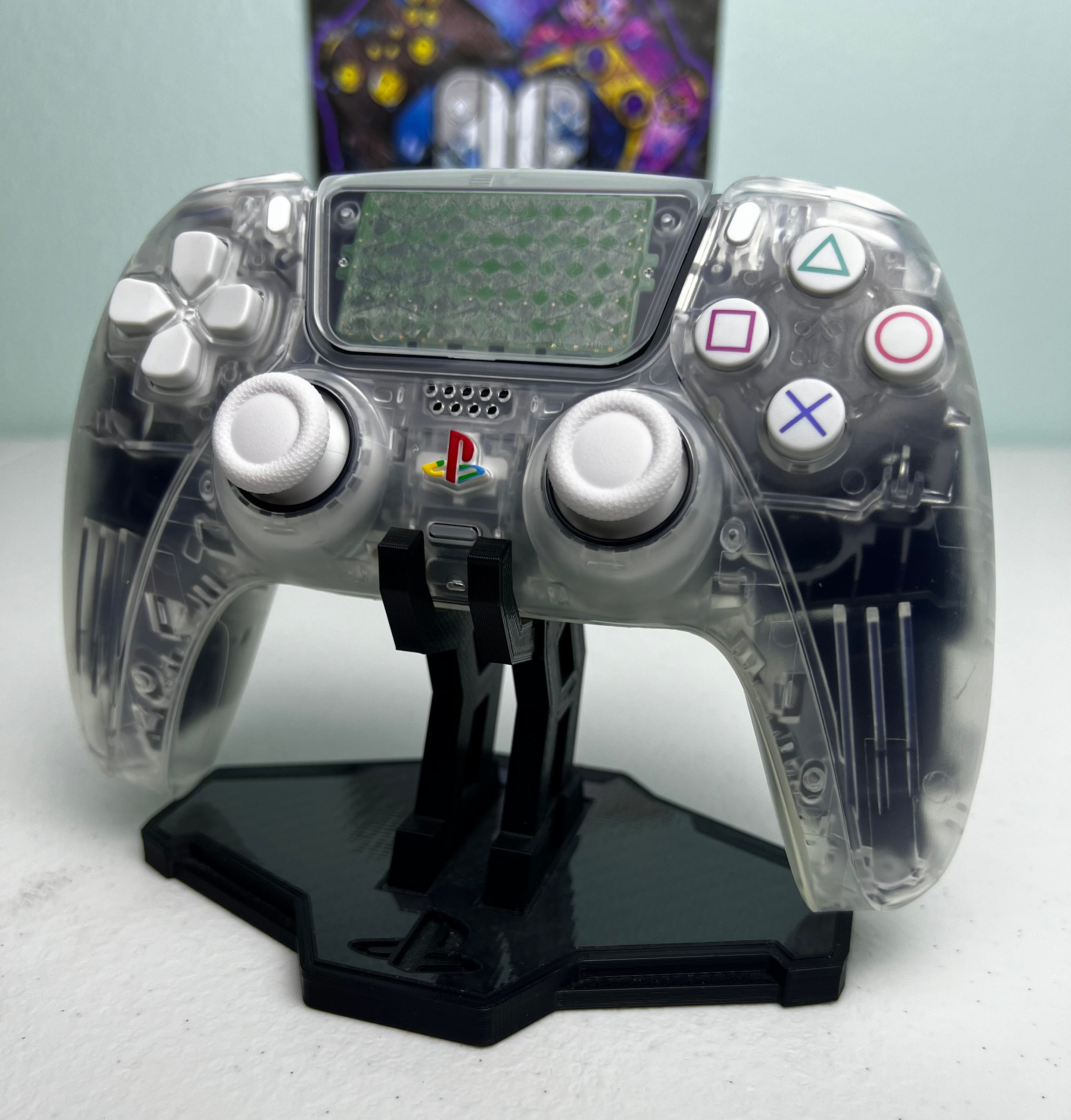 Custom Retro PS Theme - Original Clear - White Accents - Custom Wireless Controller for PS5 Or PC - Image 2