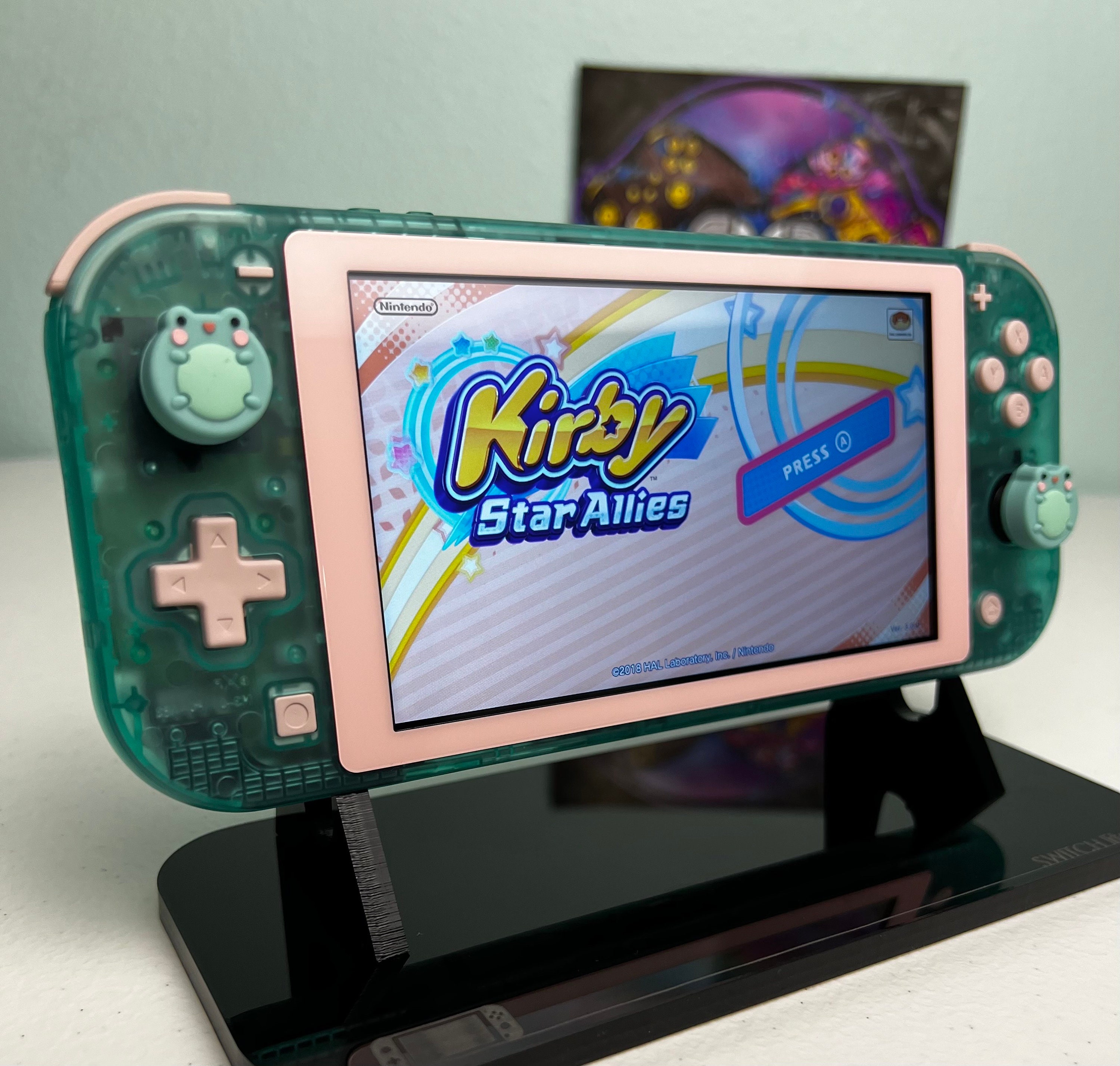 Cute Frog theme - Clear Emerald and Soft Pink - Custom Switch Lite - Image 2