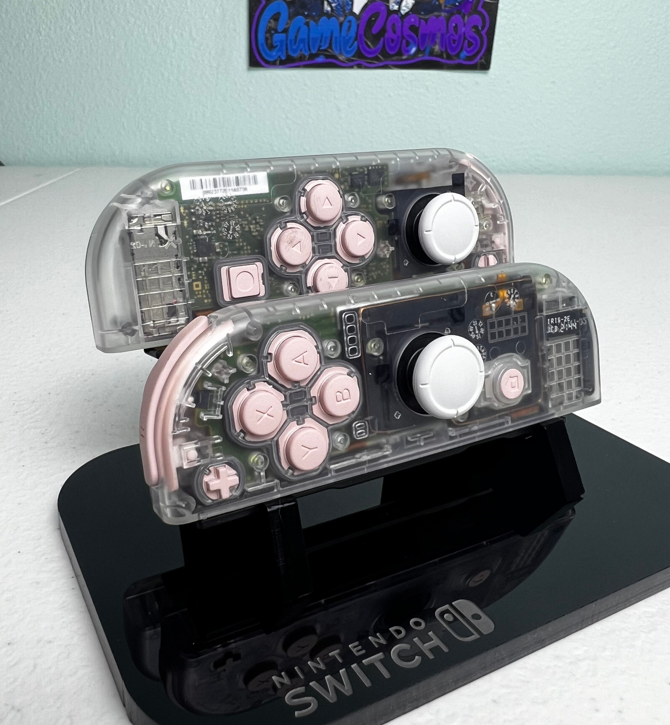 Transparent Clear - Pink Accents - Custom Joycons for the Nintend Switch - Image 3