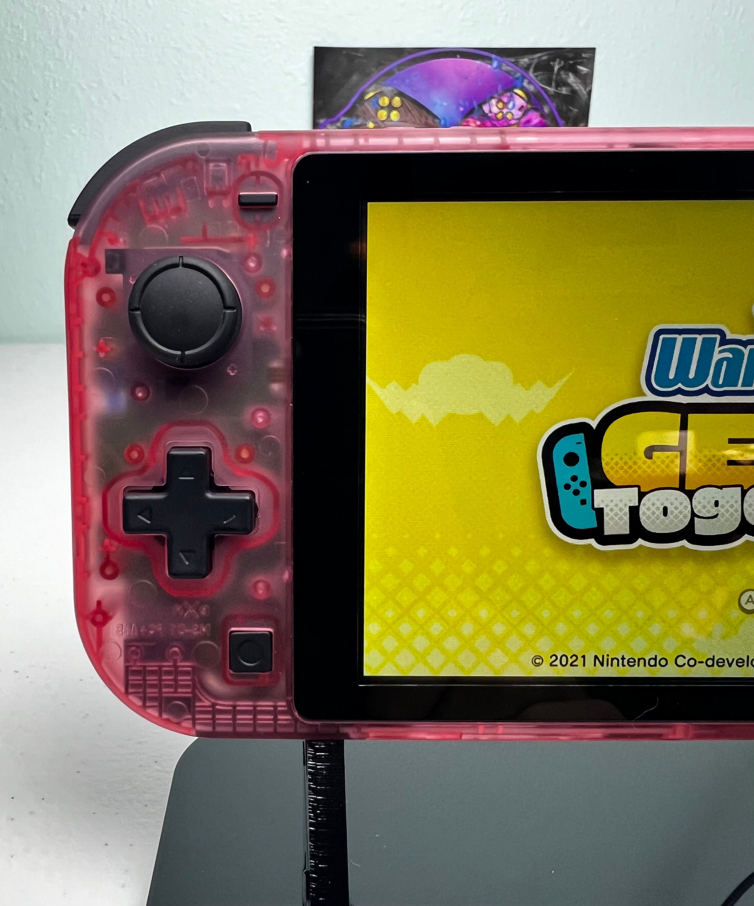 Clear Cherry Pink - Black Accents + Colorful ABXY - Custom Switch Lite - Image 4