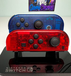 Clear Red Blue - Black Accents - Custom Joycons for the Nintend Switch