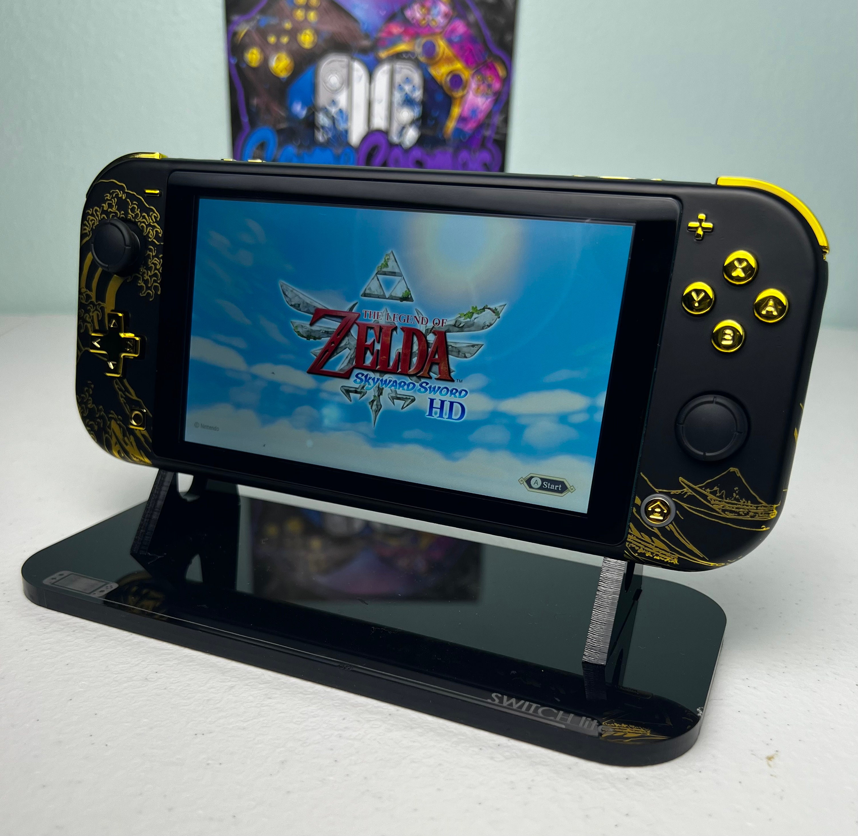 Great Wave Kanagawa Matte Finish - Gold and Black - Custom Switch Lite - Image 2
