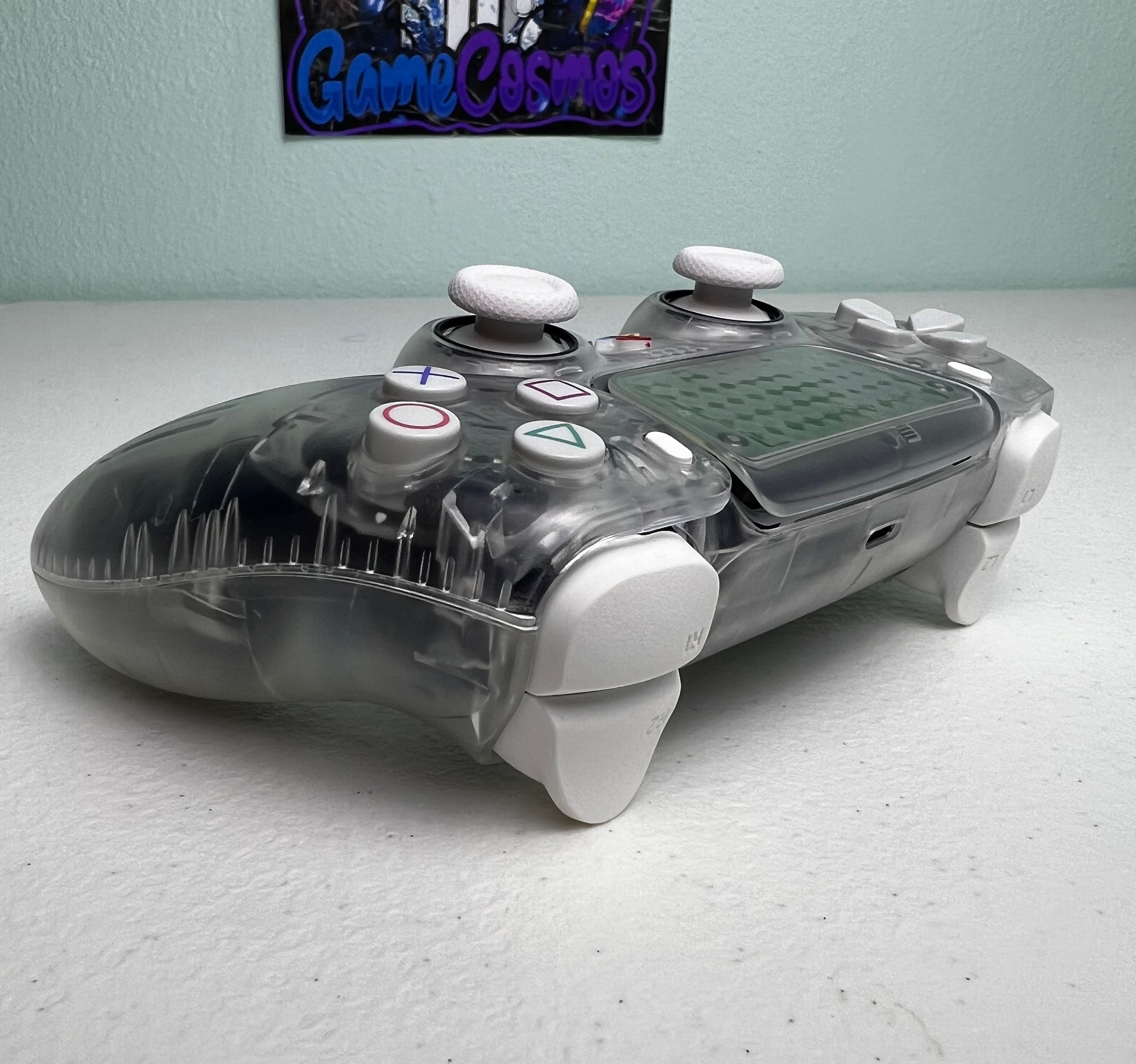 Custom Retro PS Theme - Original Clear - White Accents - Custom Wireless Controller for PS5 Or PC - Image 5