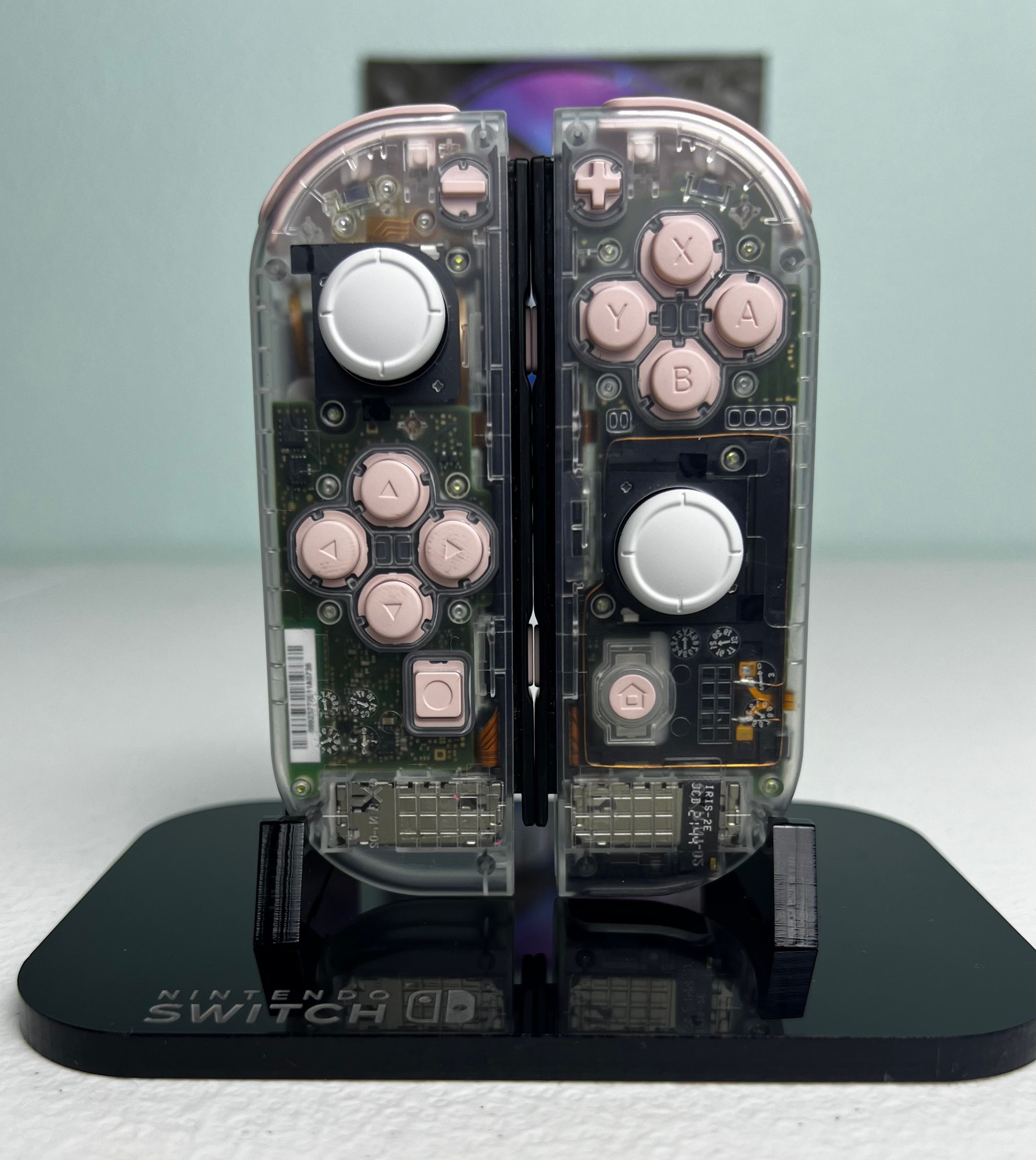 Transparent Clear - Pink Accents - Custom Joycons for the Nintend Switch - Image 2