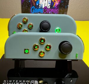 Pine Green & Gold - RGB LED - Custom Joycons for the Nintend Switch
