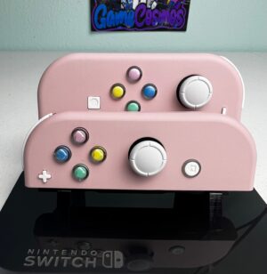 Sakura Pink Soft Touch - Colorful hearts -  Custom Joycons for the Nintend Switch