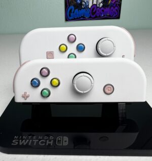 Pure White Soft Touch - Colorful hearts -  Custom Joycons for the Nintend Switch
