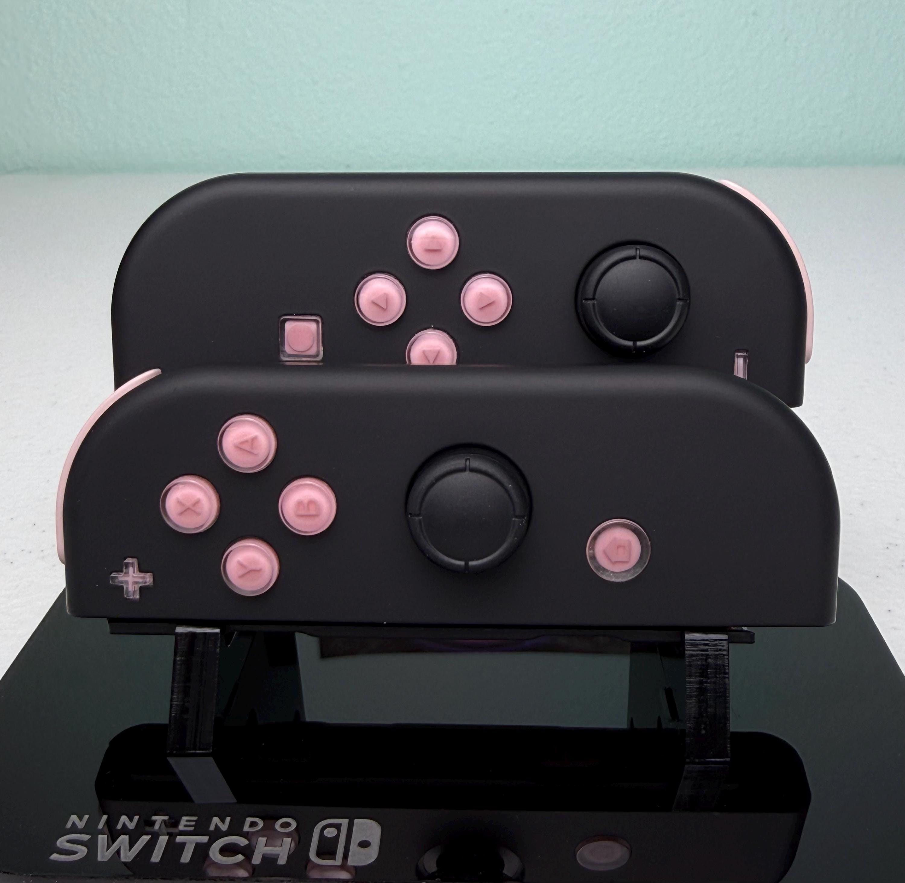 Midnight Black Jelly Buttons - Pink accents - Custom Joycons for the Nintend Switch - Image 2