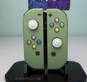 Matcha With Colored Hearts - Woodgrain accents - Custom Joycons for the Nintend Switch