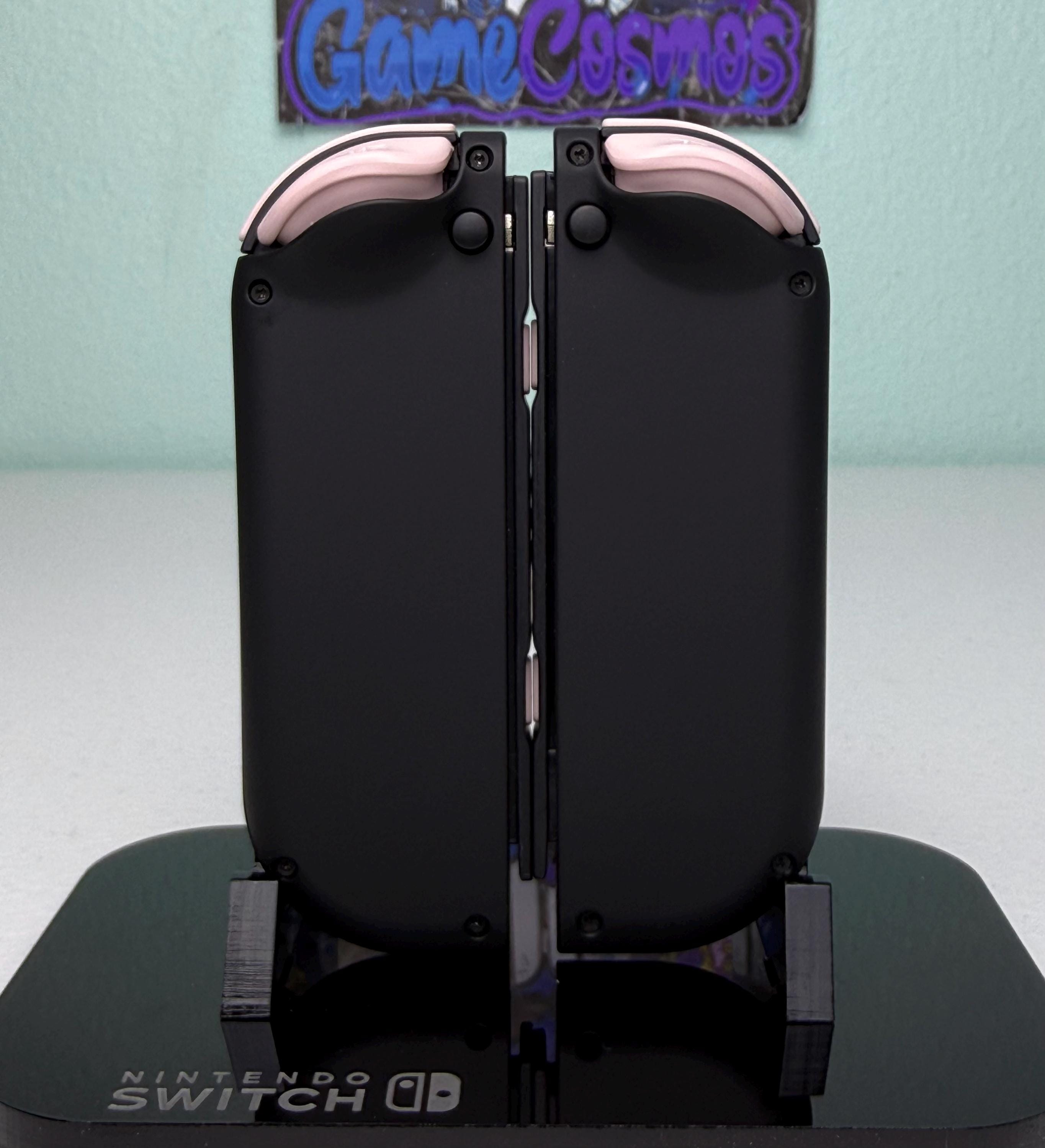 Midnight Black Jelly Buttons - Pink accents - Custom Joycons for the Nintend Switch - Image 4