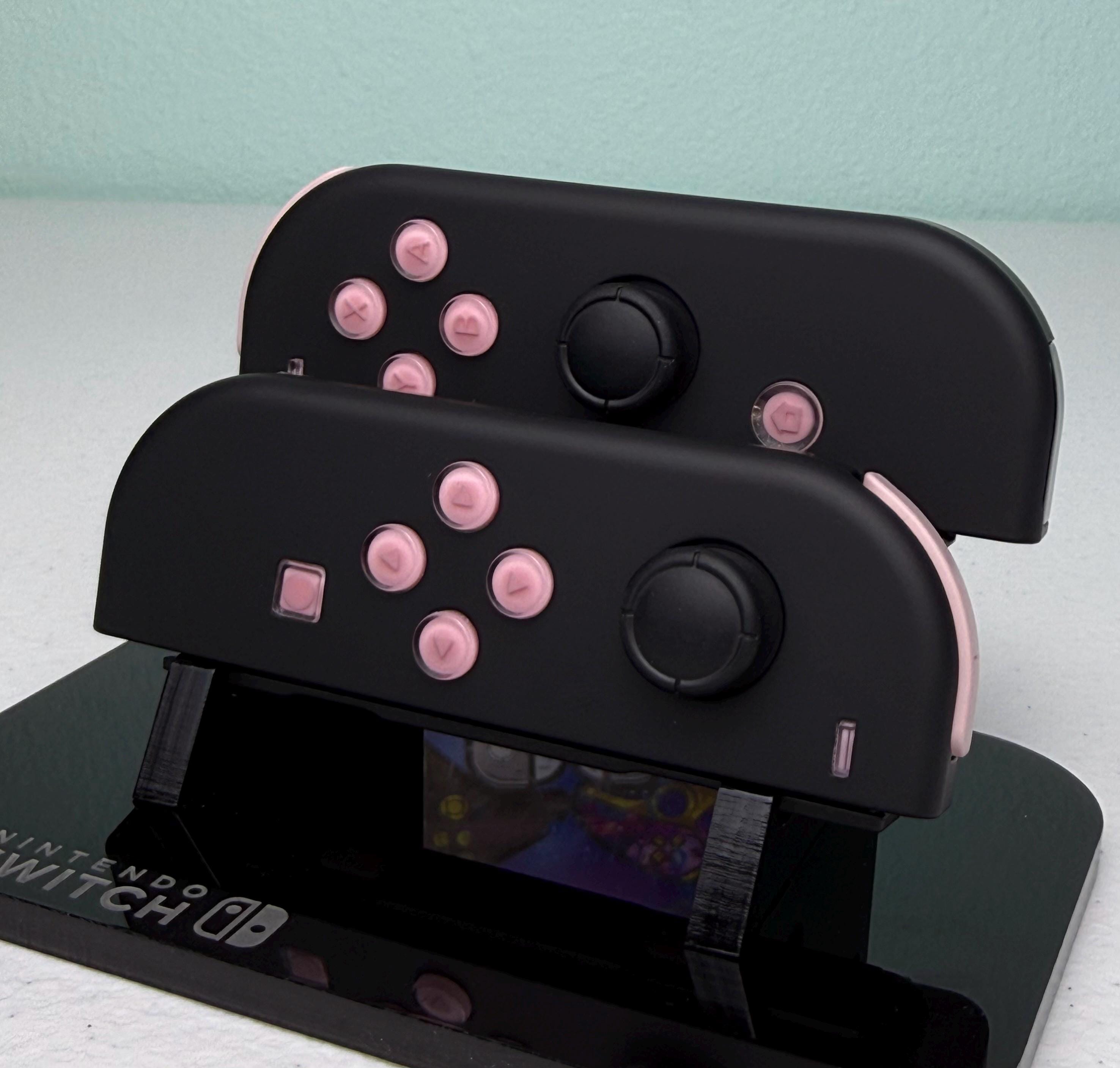 Midnight Black Jelly Buttons - Pink accents - Custom Joycons for the Nintend Switch - Image 3