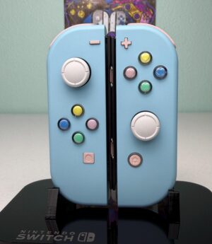 Powder Blue - Cute Hearts theme - Custom Joycons for the Nintend Switch
