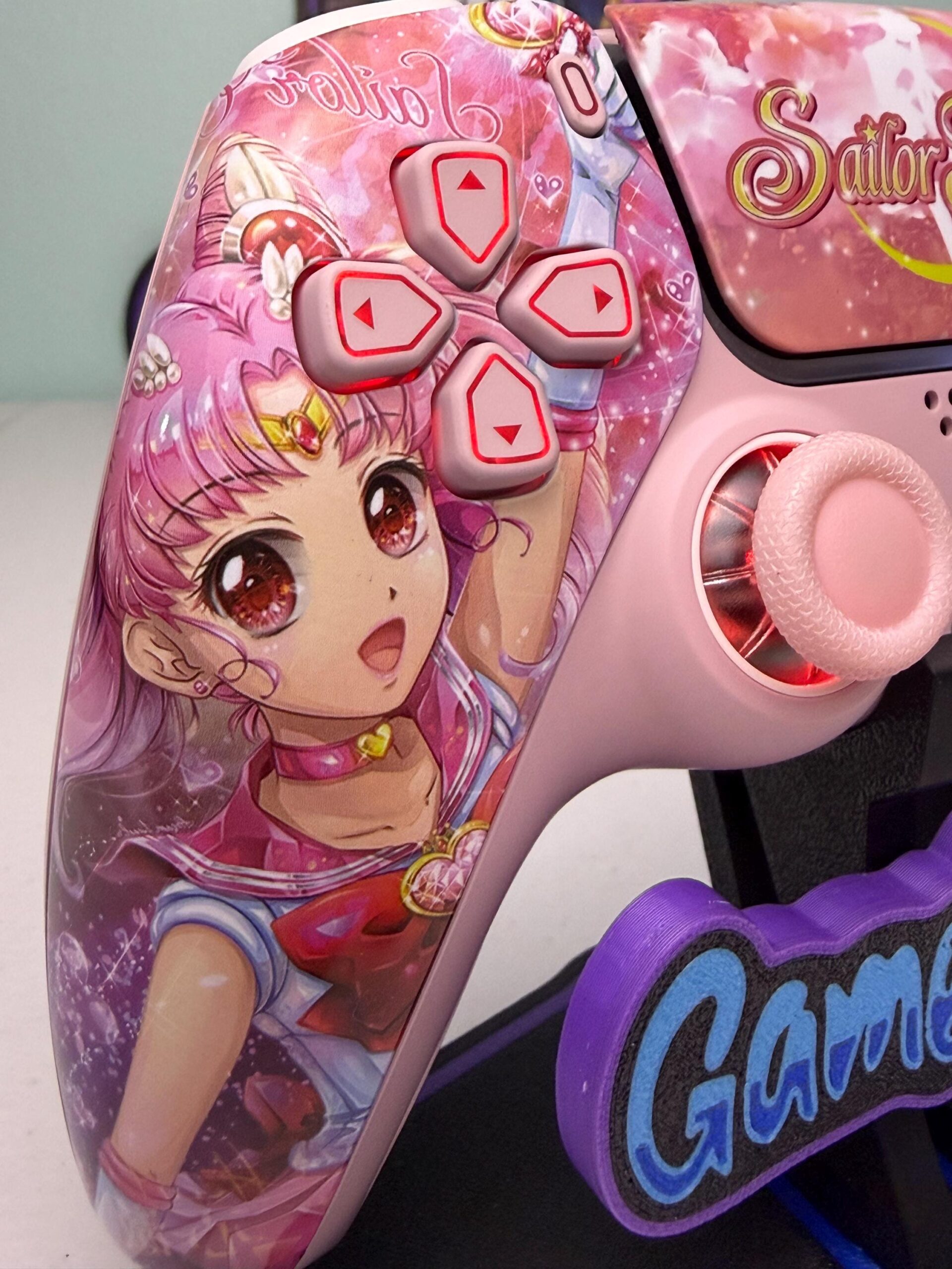Anime Manga - Pastel Pink - RGB LED - Custom Wireless Controller for PS5 Or PC - Image 6