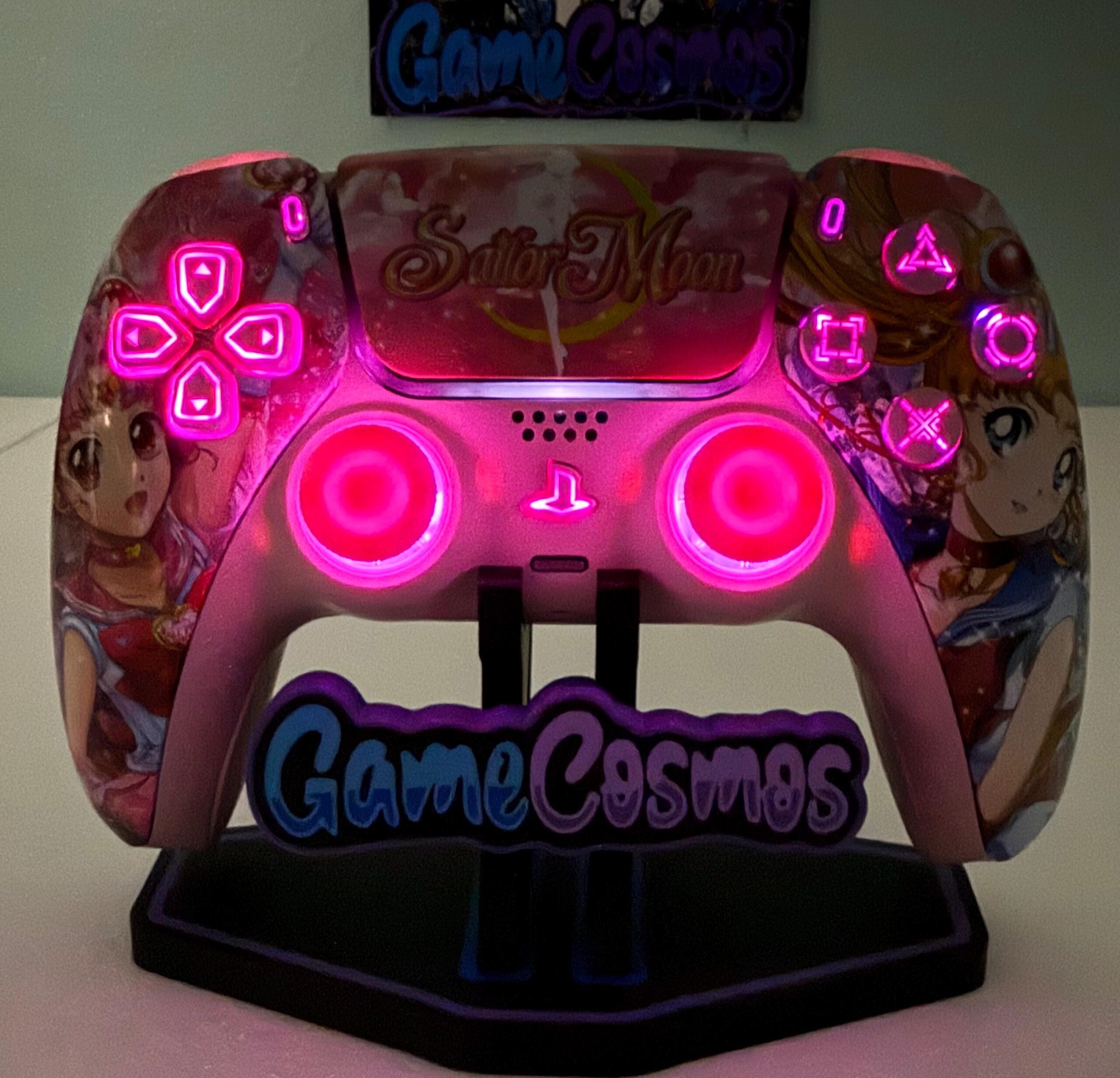 Anime Manga - Pastel Pink - RGB LED - Custom Wireless Controller for PS5 Or PC - Image 2