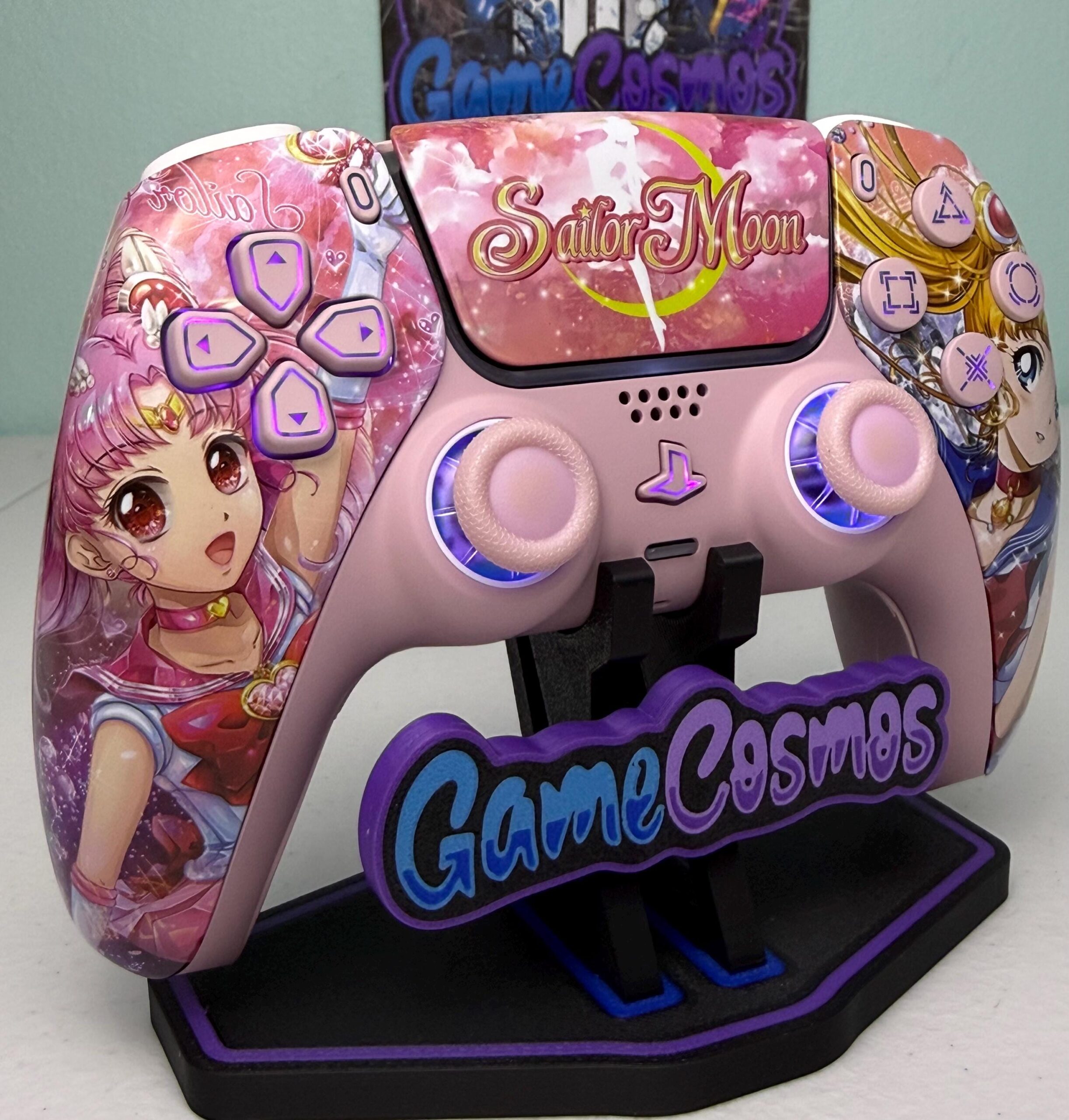 Anime Manga - Pastel Pink - RGB LED - Custom Wireless Controller for PS5 Or PC - Image 3