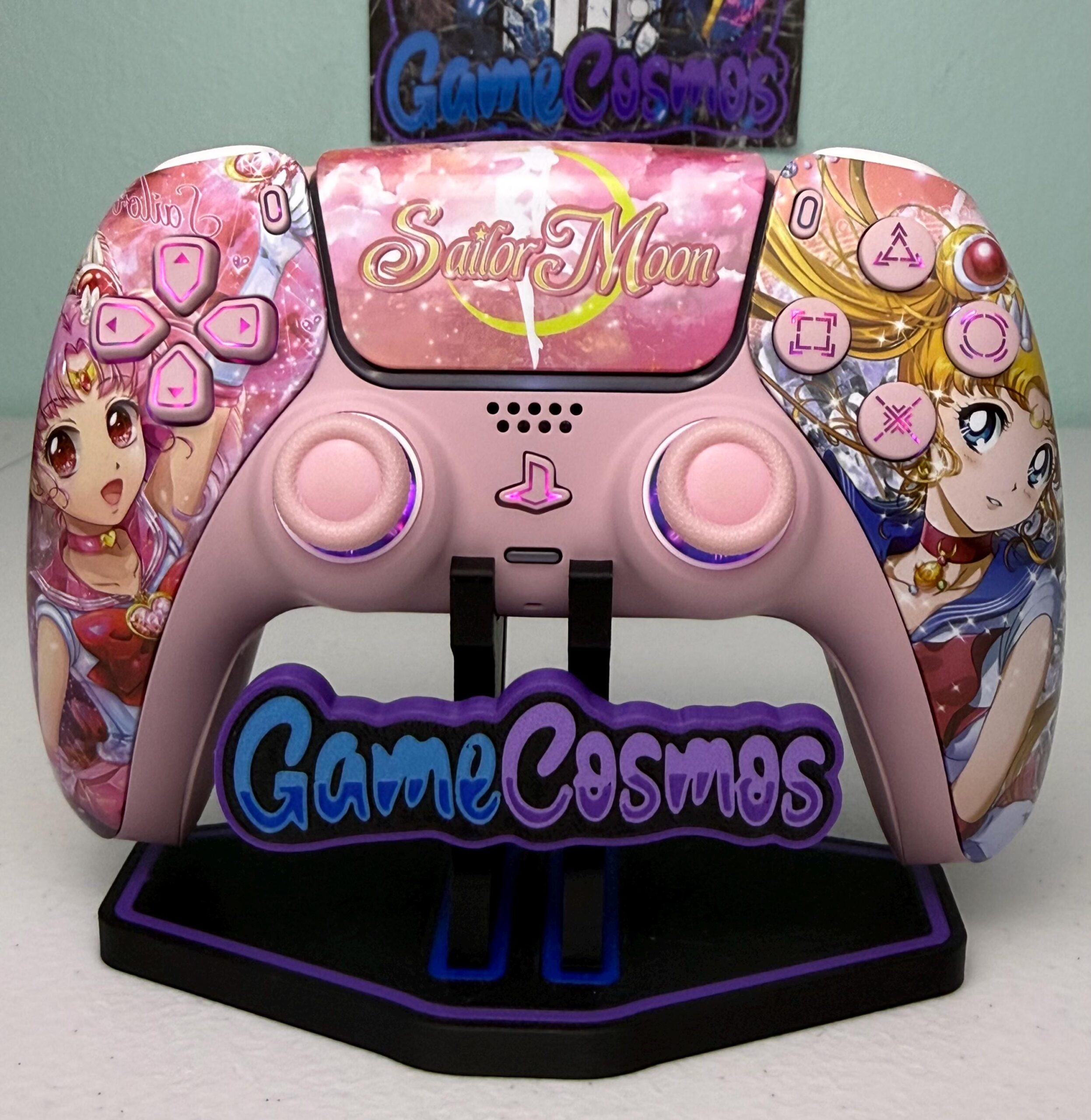 Anime Manga - Pastel Pink - RGB LED - Custom Wireless Controller for PS5 Or PC
