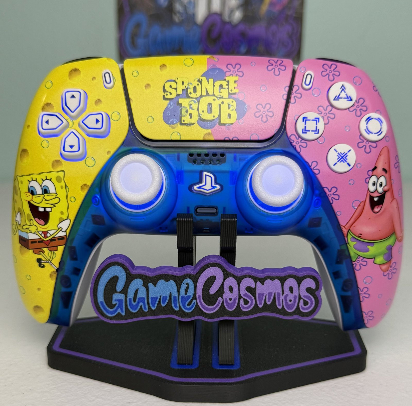 SpongeBob SquarePants custom PS5 controller, front view