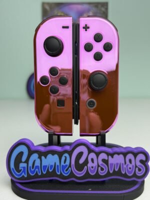 Pink Chrome custom Switch Joy-Cons, front view