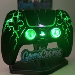 Lightning theme - RGB LED - All Black - Custom Wireless Controller for PS5 or PC